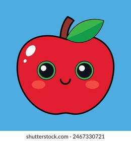 Cute Apple fruit simple vector illustration