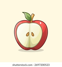 Ilustración vectorial linda de la fruta de la manzana para el cartel, la etiqueta engomada, y el diseño de los niños