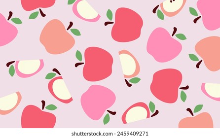 Cute apple fruits pattern background vector design