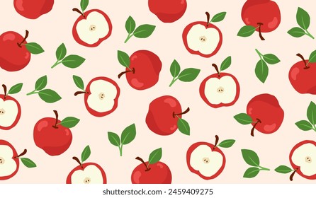 Cute apple fruits pattern background vector design