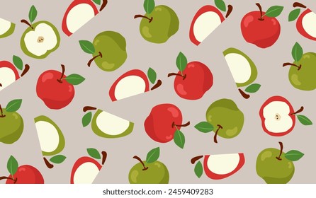 Cute apple fruits pattern background vector design