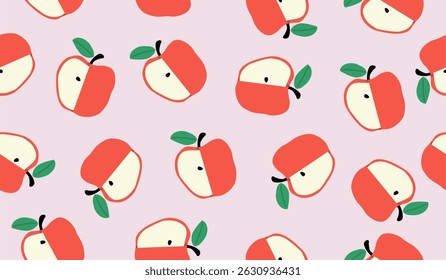 Cute apple fruits pattern background vector design