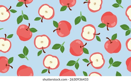 Cute apple fruits pattern background vector design