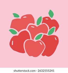 Cute apple hand drawing illustration. flat design style. colorful and editable vector