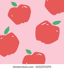 Ilustración linda del dibujo de la mano de la manzana. estilo plano del diseño. Vector colorido y editable