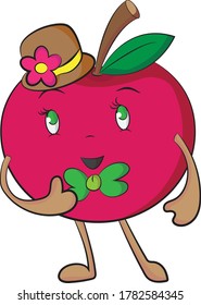 süßer Apfel mit Hut und süßes Lächeln