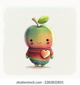Cute Apple with Heart, Love Apples. 