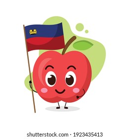 cute apple hold the flag of germany.illustration for business, t shirt, sticker, card or poster design.kawaii cartoon illustration.funny healthy food illustration.