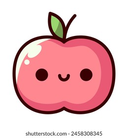 Cute Apple Icon in Cartoon Style. Isolated on white background. Clipping paths included.
