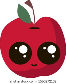 Cute apple, illustration, vector on white background.