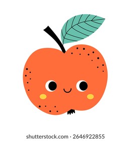 Cute apple in kawaii style.

