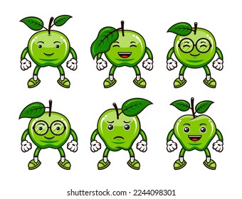 Cute Apple Mascot Character Vector