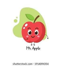 cute apple mascot design vector.illustration for business, t shirt, sticker, card or poster design.shopping bag kawaii cartoon illustration.funny vector illustration.