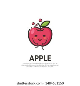 Cute Apple Mascot Logo Design Vector