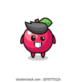 linda mascota de manzana con una cara optimista, diseño de estilo lindo para camiseta, pegatina, elemento logo