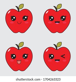 Cute apple mascot vector design 