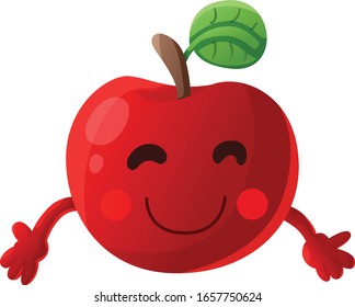Cute apple with open arms