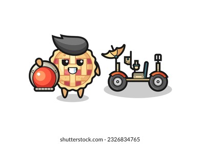 the cute apple pie as astronaut with a lunar rover , cute style design for t shirt, sticker, logo element