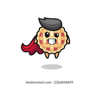 the cute apple pie character as a flying superhero , cute style design for t shirt, sticker, logo element