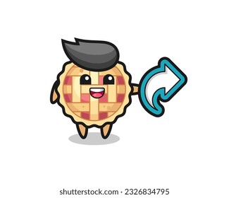 cute apple pie hold social media share symbol , cute style design for t shirt, sticker, logo element