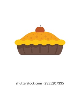 Cute apple pie icon flat vector. Cake dessert. Fruit tart isolated