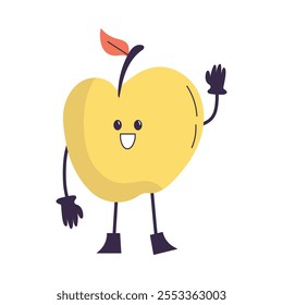 Cute Apple Product with Smiling Face and Legs Vector Illustration