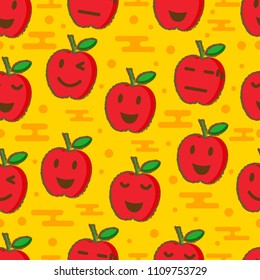 cute apple seamless pattern, vector background