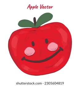 Sonrisa de manzana corta frente al vector de pintura de aceite de fruta