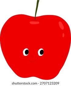 Manzana linda con la caricatura sonriente de la cara