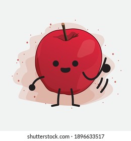 Cute Apple Vector Character Illustration on Isolated Background