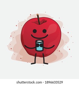Cute Apple Vector Character Illustration on Isolated Background
