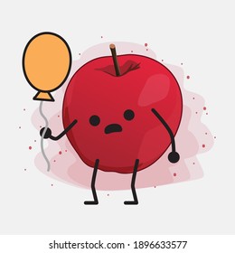 Cute Apple Vector Character Illustration on Isolated Background