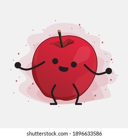 Cute Apple Vector Character Illustration on Isolated Background