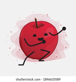 Cute-Apfel-Vektorgrafik auf einfarbigem Hintergrund