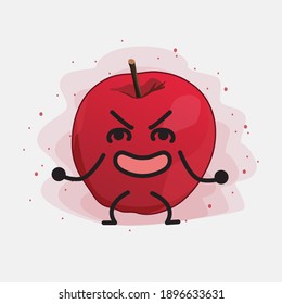 Cute Apple Vector Character Illustration on Isolated Background