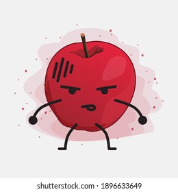 Cute Apple Vector Character Illustration on Isolated Background