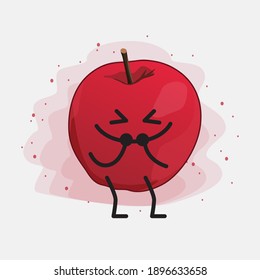 Cute Apple Vector Character Illustration on Isolated Background