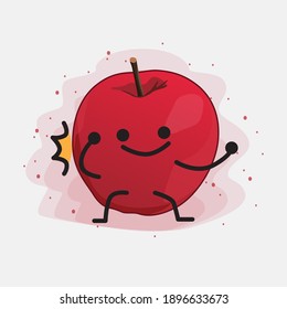 Cute Apple Vector Character Illustration on Isolated Background