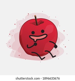 Cute Apple Vector Character Illustration on Isolated Background