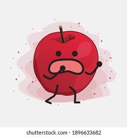 Cute Apple Vector Character Illustration on Isolated Background