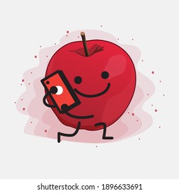 Cute Apple Vector Character Illustration on Isolated Background