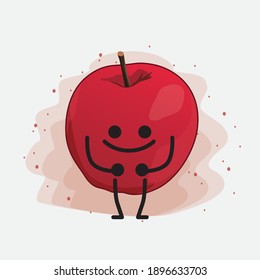 Cute-Apfel-Vektorgrafik auf einfarbigem Hintergrund