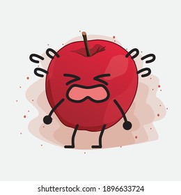 Cute Apple Vector Character Illustration on Isolated Background