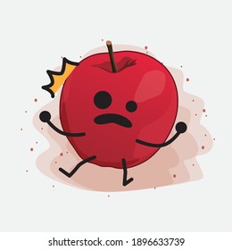Cute Apple Vector Character Illustration on Isolated Background