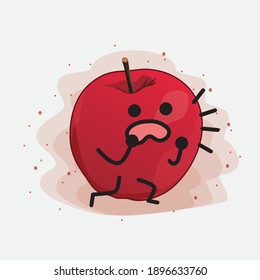 Cute Apple Vector Character Illustration on Isolated Background