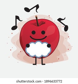 Cute Apple Vector Character Illustration on Isolated Background