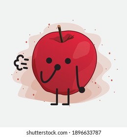 Cute Apple Vector Character Illustration on Isolated Background