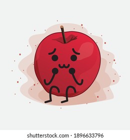 Cute Apple Vector Character Illustration on Isolated Background
