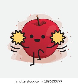 Cute Apple Vector Character Illustration on Isolated Background
