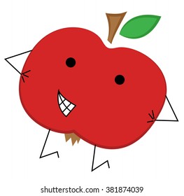 cute apple, vector illustration